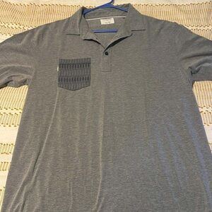 Linksoul Heather Gray Polo Shirt with Patterned Pocket